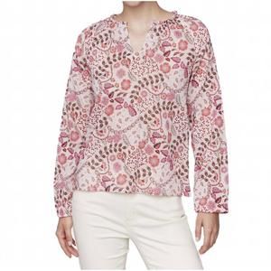 NEW CHARLIE B printed raglan long sleeve popover blouse in ditsy